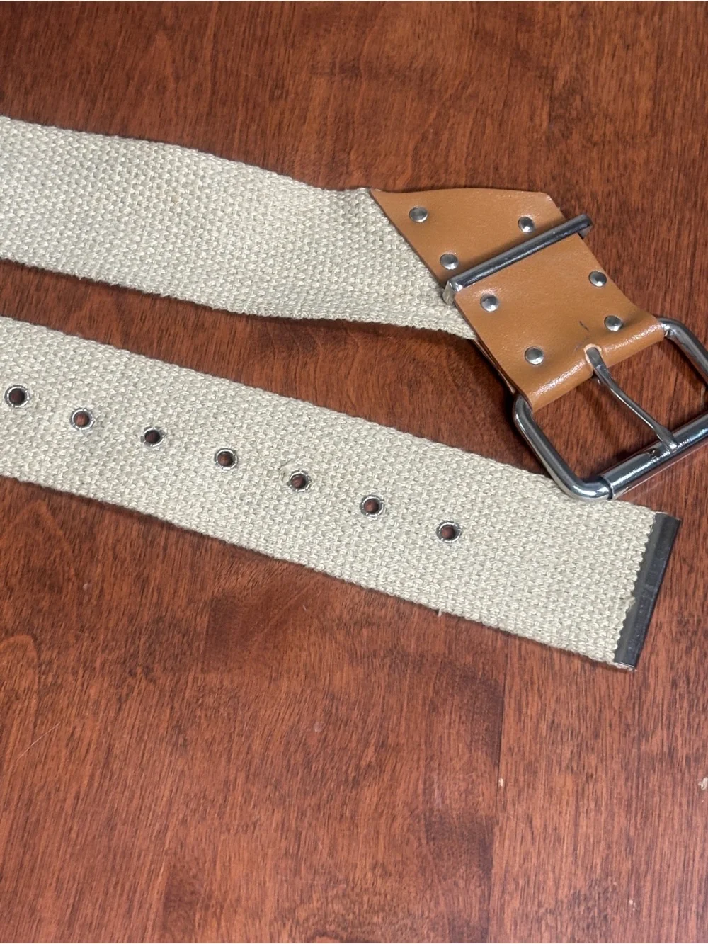 Classic Canvas Men’s Belt with Tan Leather Accents